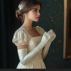 Off white Satin gloves